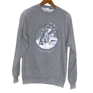 Vintage Disney Store Eeyore “Wonder Is All Around” Gray Glitter Sweatshirt